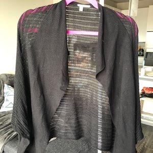 Open-front sheer dolman sleeve cardigan